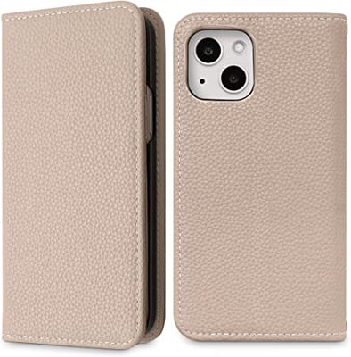 iPhone14 iPhone13 ケース 手帳型 ベルトレス グレージュ